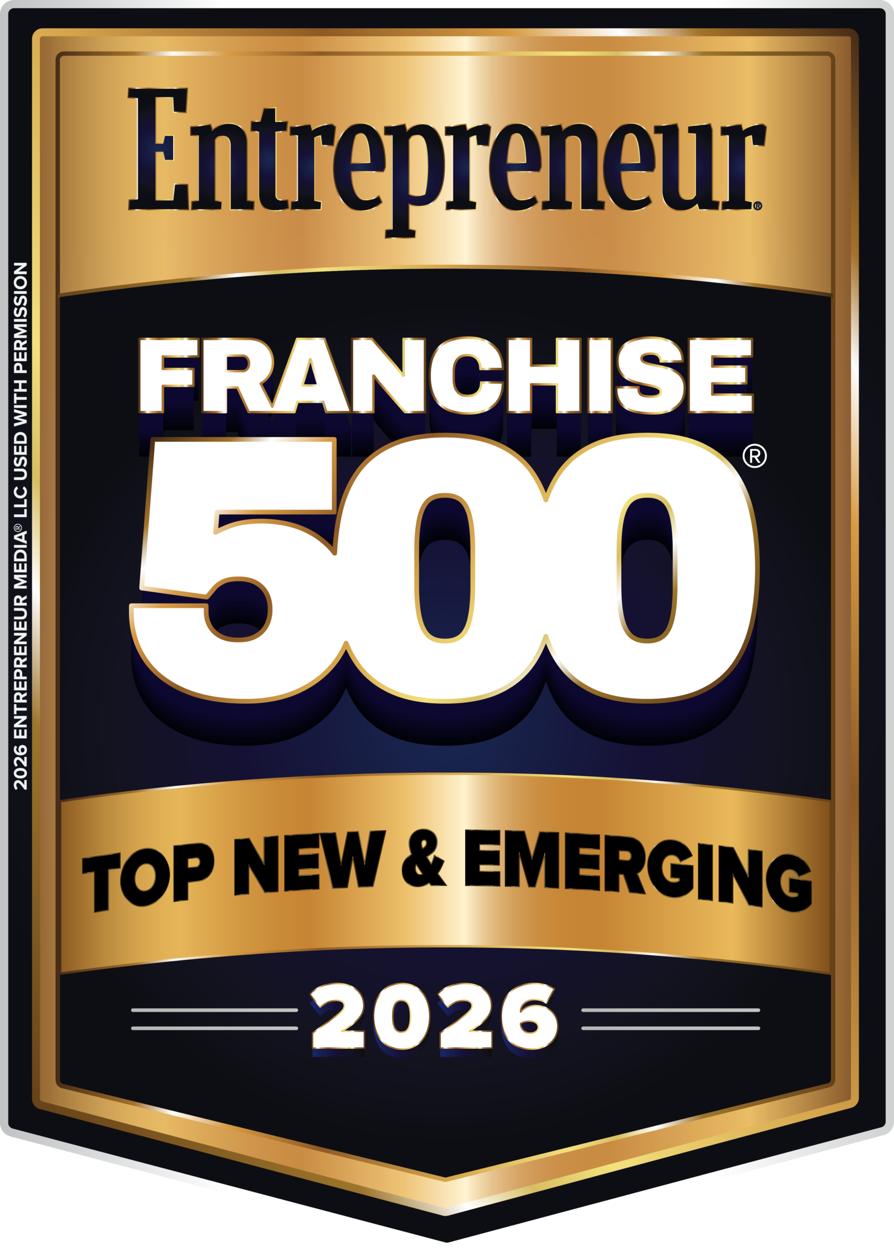 Entrepreneur Franchise 500 Top New & Emerging 2026 badge